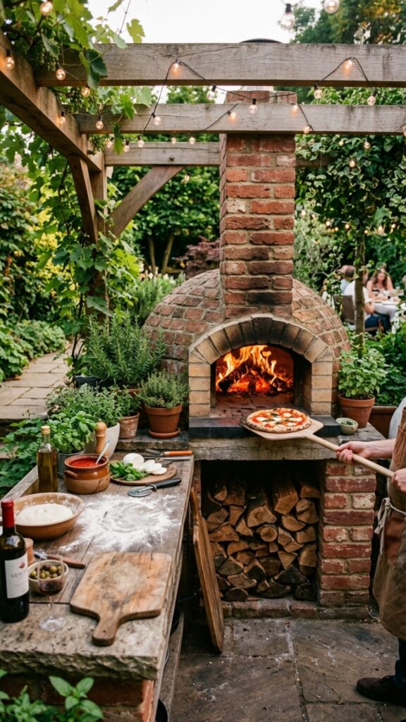7. Use a Corner Pizza Oven for a Focal Point
