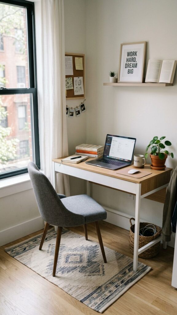 7. Use a Small Rug for Compact Home Offices