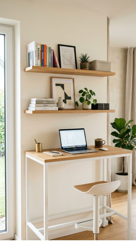 8. Add Floating Shelves Above the Desk