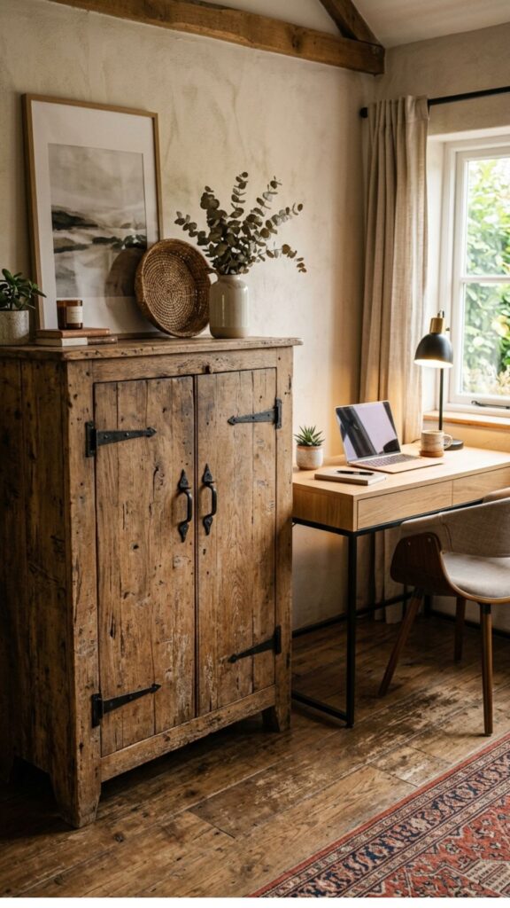 8. Add Rustic Wooden Storage Cabinets