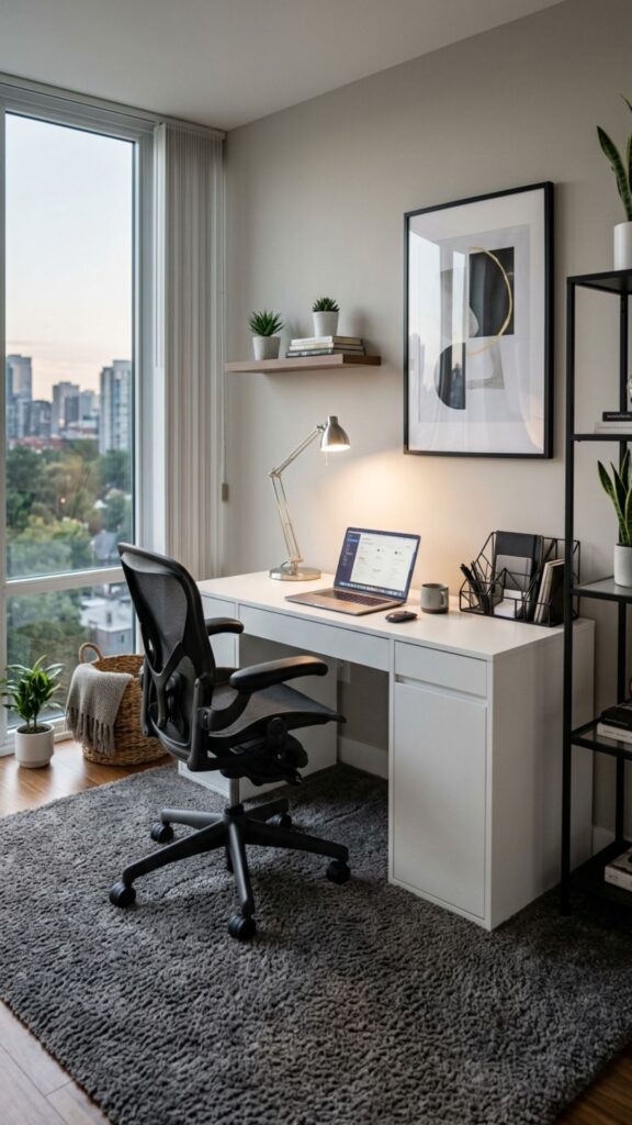 8. Add a Modern Gray Carpet for a Professional Look