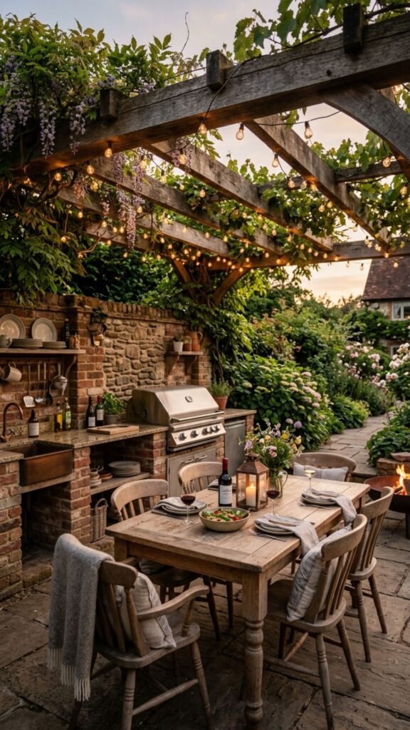8. Brick Kitchen Under a Pergola
