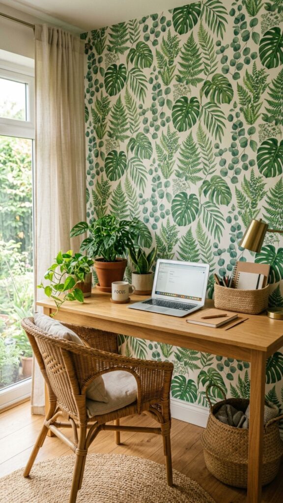 8. Bring Nature Inside With Botanical Wallpaper