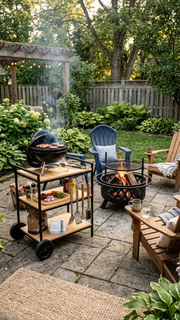 8. Budget-Friendly Grill Cart and Portable Fire Pit