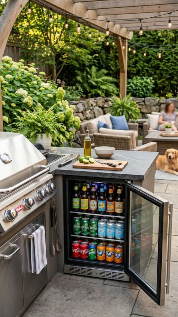 8. Build in a Beverage Fridge or Cooler