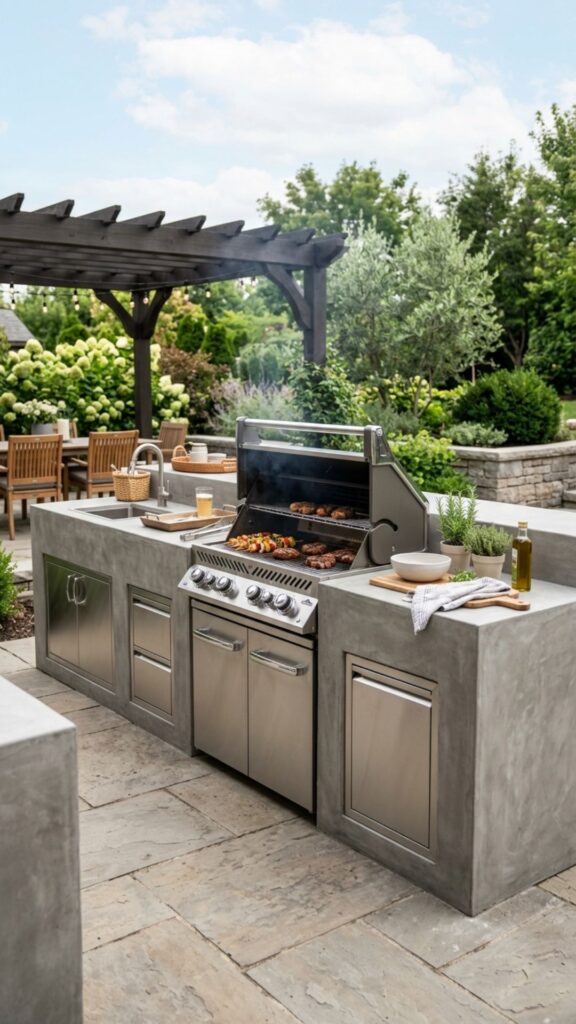 8. Built-In Concrete Grill Surrounds