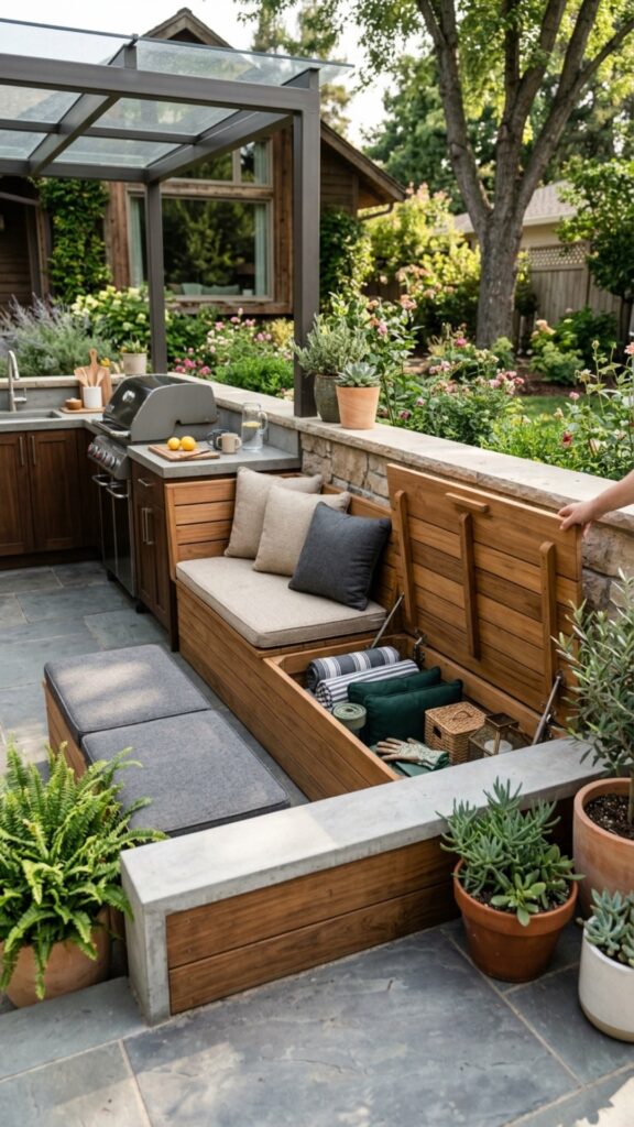 8. Combine Seating and Storage in One Bench