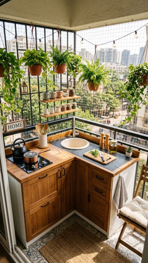 8. Compact Balcony Kitchen