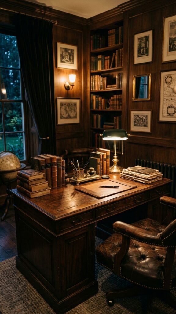 8. Create a Moody Office With Vintage Style