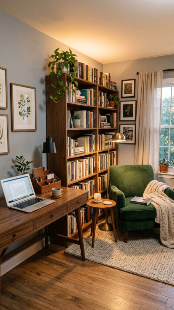 8. Create a Reading Corner Alongside Your Workspace