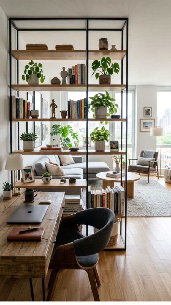 8. Divide the Office With Open Shelving