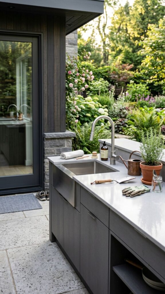 8. Incorporate a Built-In Sink Near the Back Door