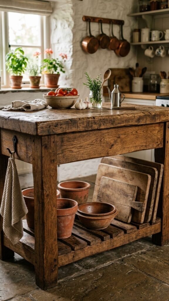 8. Install a Rustic Wooden Prep Table