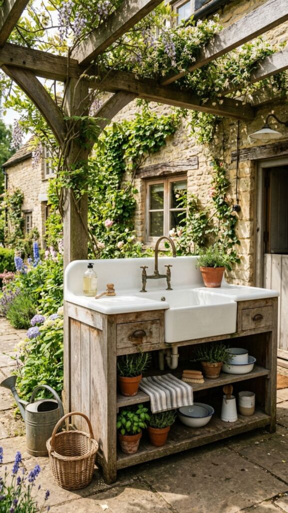 8. Introduce a Farmhouse-Style Outdoor Sink