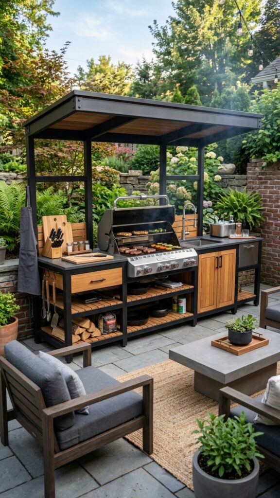 8. Modern Metal Frame Grill Station