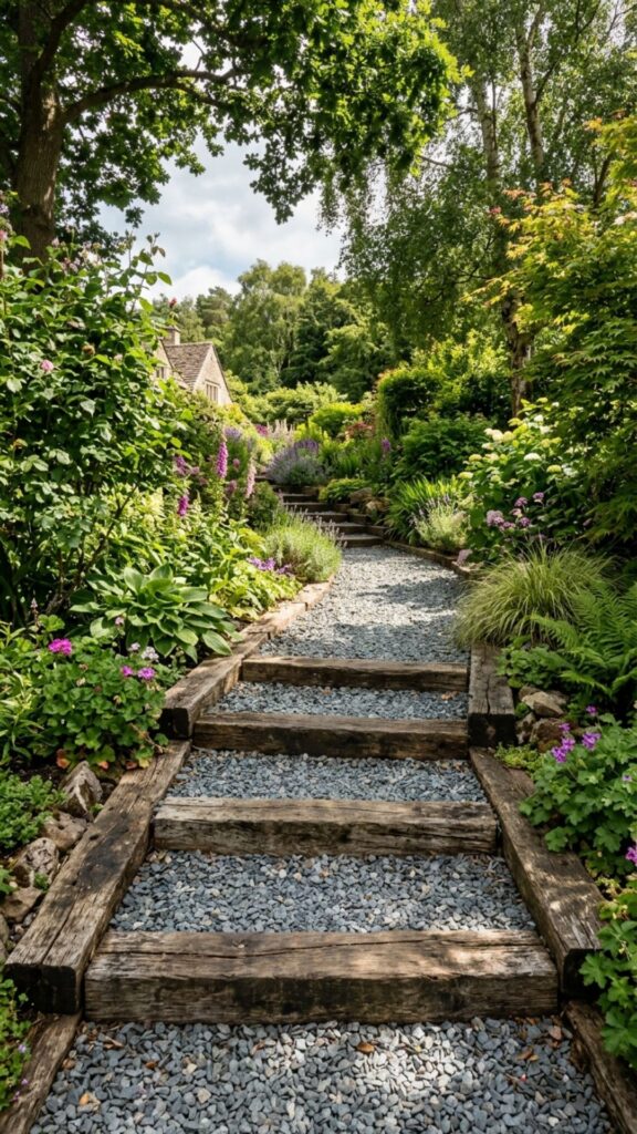 8. Pair Gravel With Wooden Sleepers