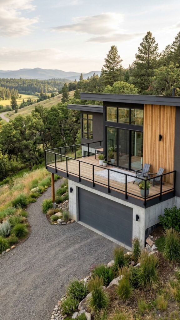 8. Porch With a Garage Below on a Sloped Lot