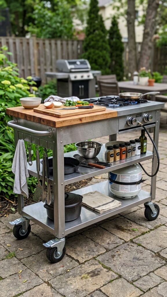 8. Portable Rolling Cart Kitchen