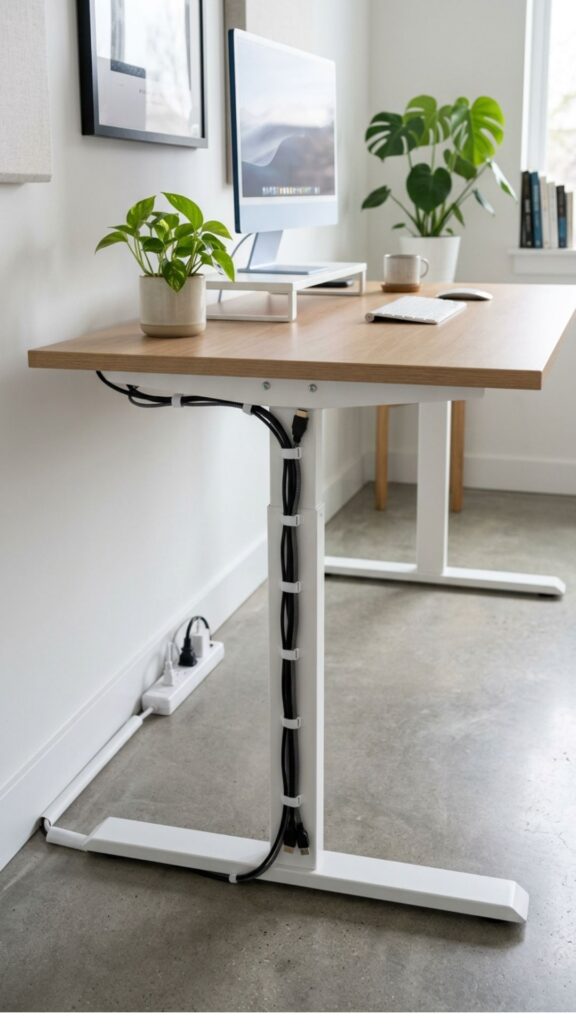 8. Route Cables Behind Desk Legs
