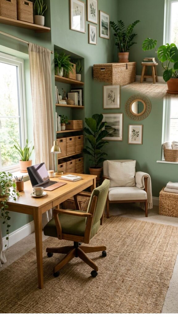 8. Style Green Walls With Natural Textures