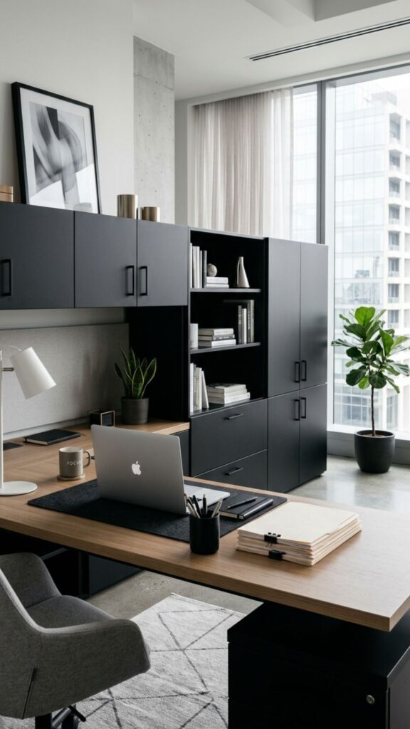 8. Use Black Cabinets for a Clean Professional Look