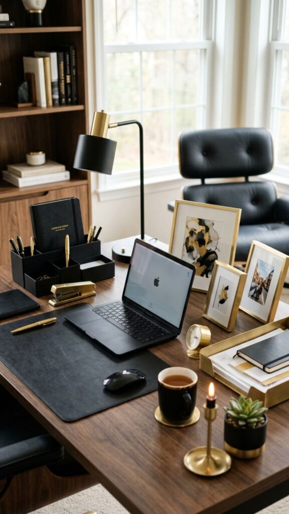 9. Add Black and Gold Accessories
