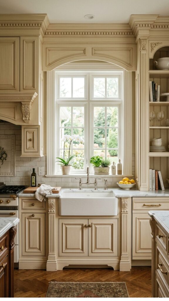 9. Add Cabinets With Decorative Trim