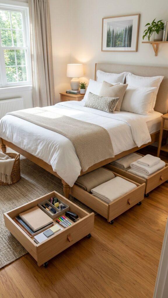9. Add Storage Under the Bed