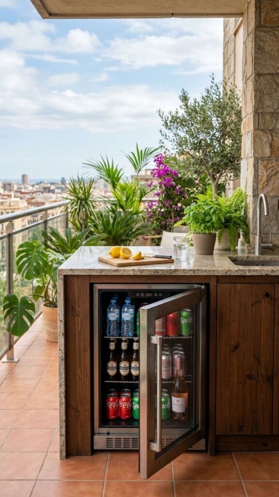 9. Add a Weatherproof Mini Fridge
