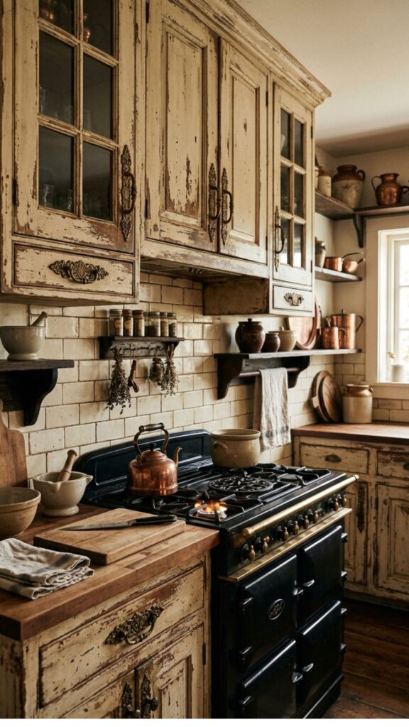 9. Antique-Inspired Cabinet Design