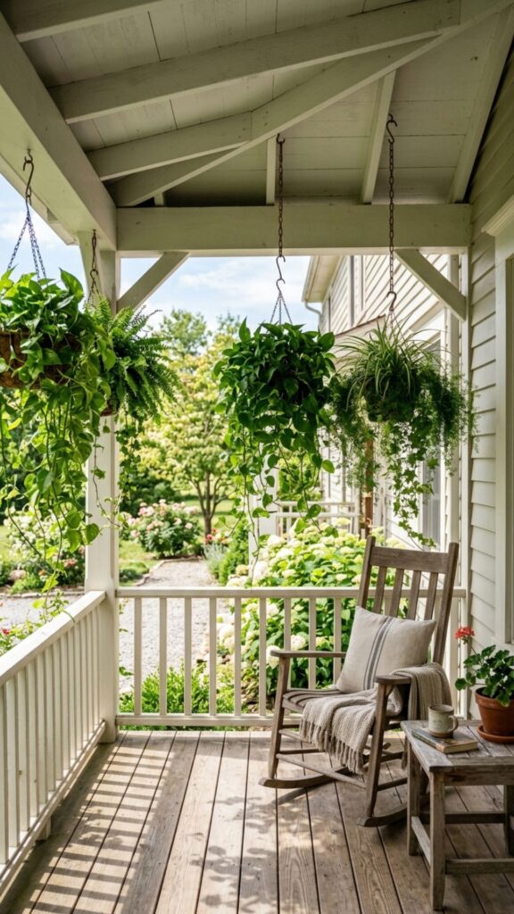 9. Bring in Hanging Baskets