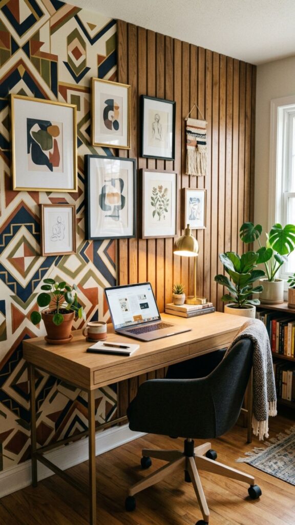 9. Create a DIY Accent Wall Behind Your Desk