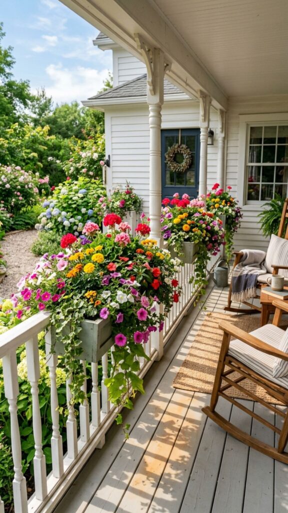9. Dress the Railing With Flower Boxes