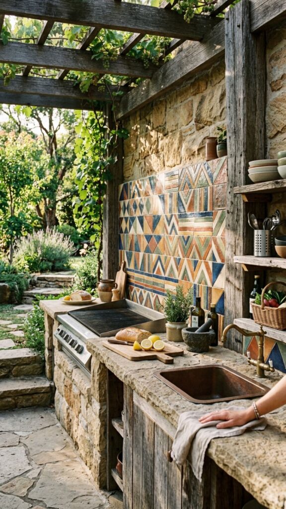 9. Feature Bold Geometric Tile Accents