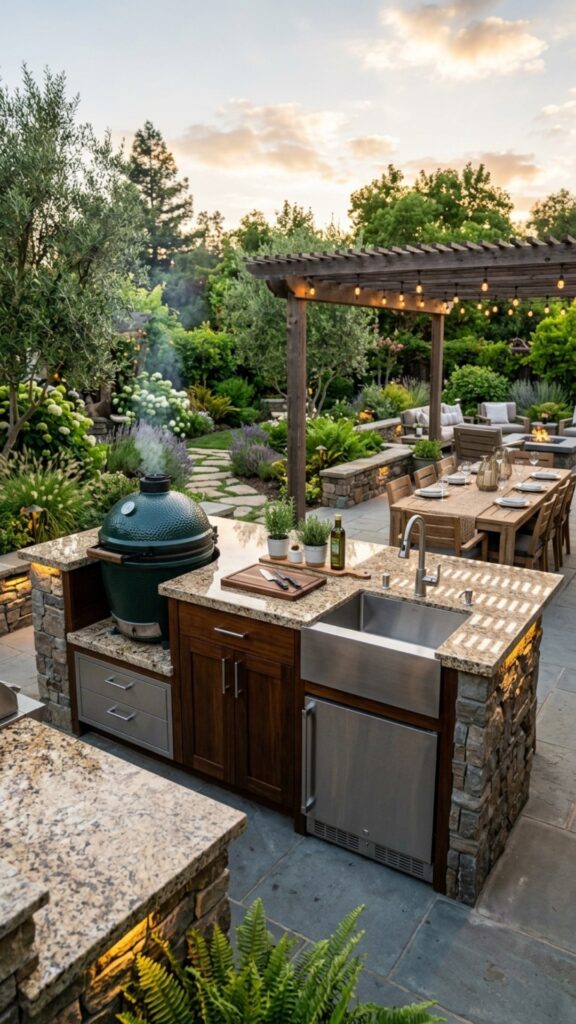 9. Full Outdoor Kitchen with Sink and Fridge