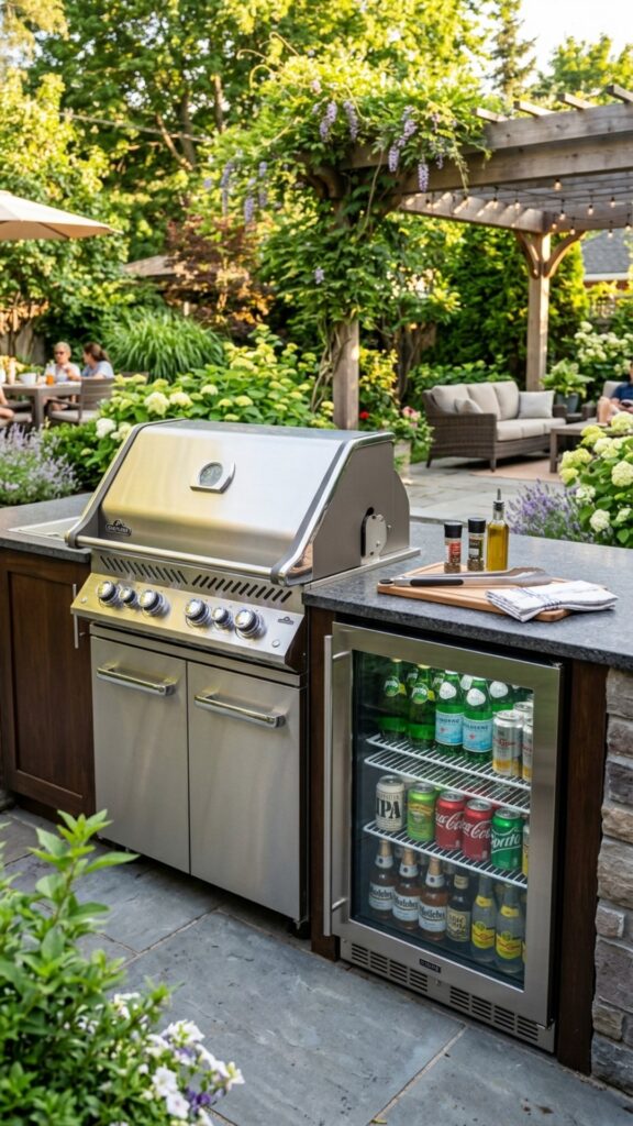 9. Include a Beverage Fridge Beside the Grill