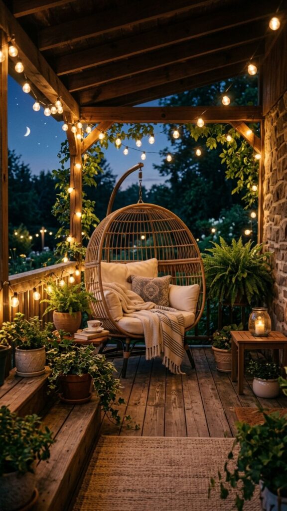 9. Light It Up With String Lights Overhead