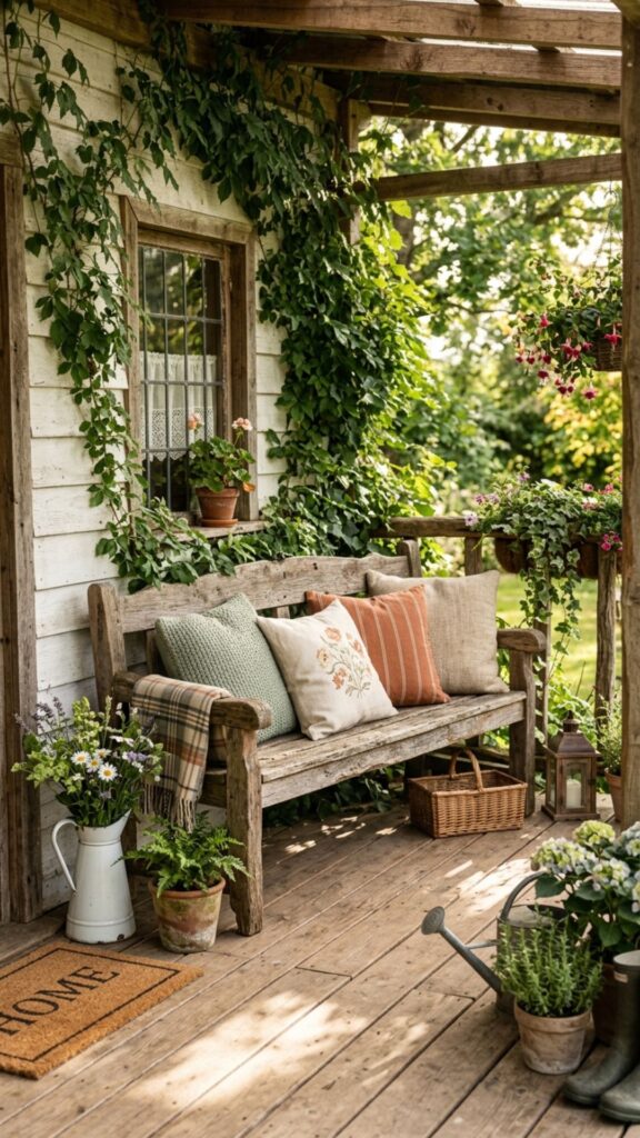 9. Rustic Farmhouse Benches