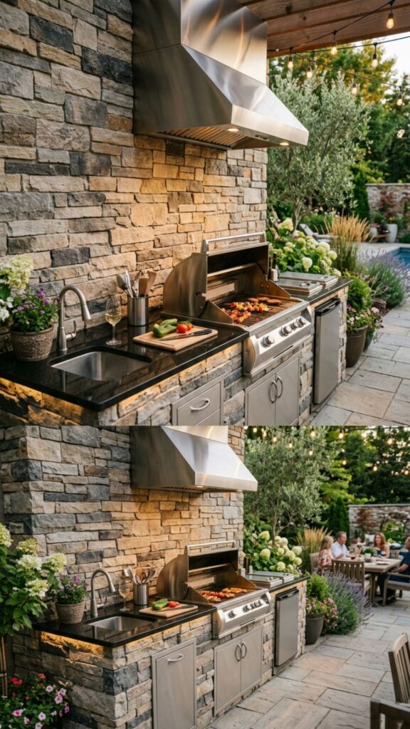 9. Stone Veneer Luxury Grill Surround