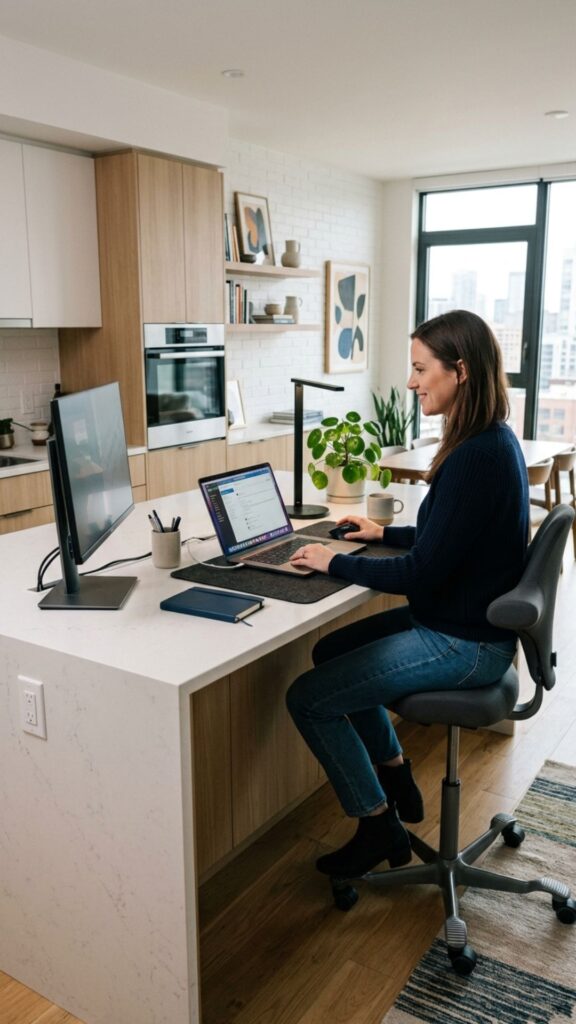 9. Turn a Kitchen-Style Counter Into an Office