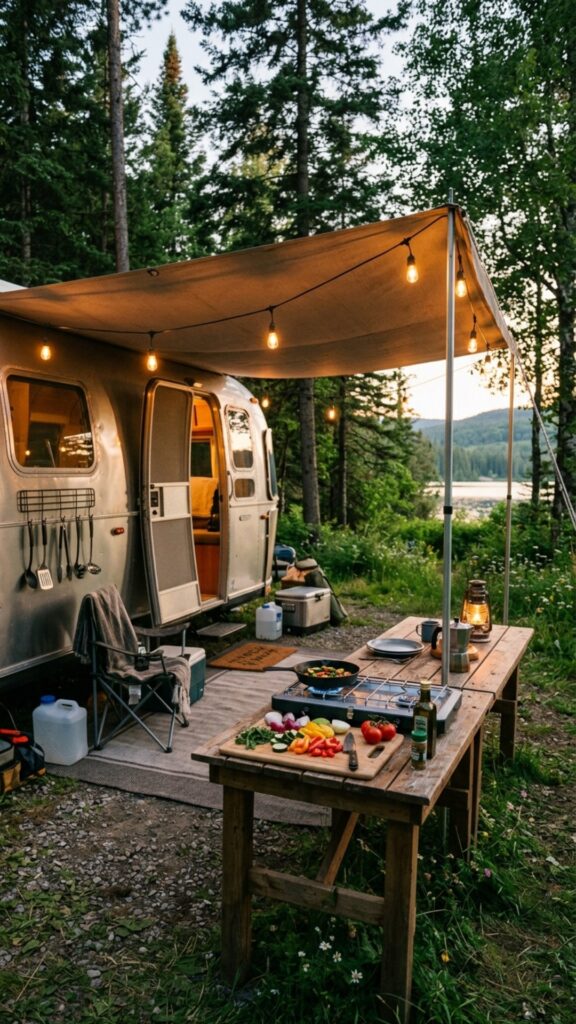 9. Under-Awning Kitchen Zone — Shelter From the Elements
