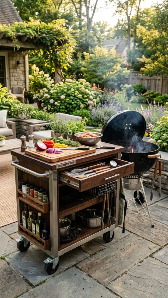 9. Use a Rolling Kitchen Cart