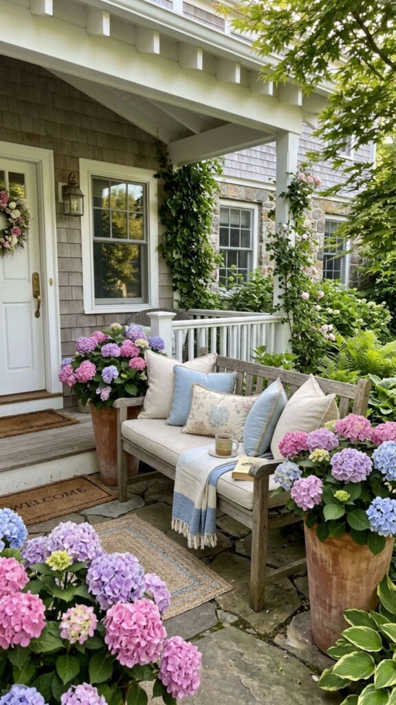 9. Use a Tall Planter to Frame a Bench