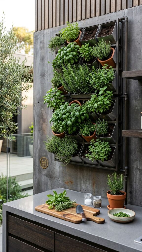 9. Vertical Herb Garden on the Wall