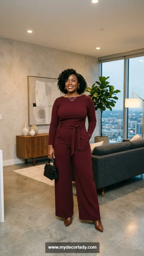 1. High-Waisted Wide-Leg Matching Pants Set