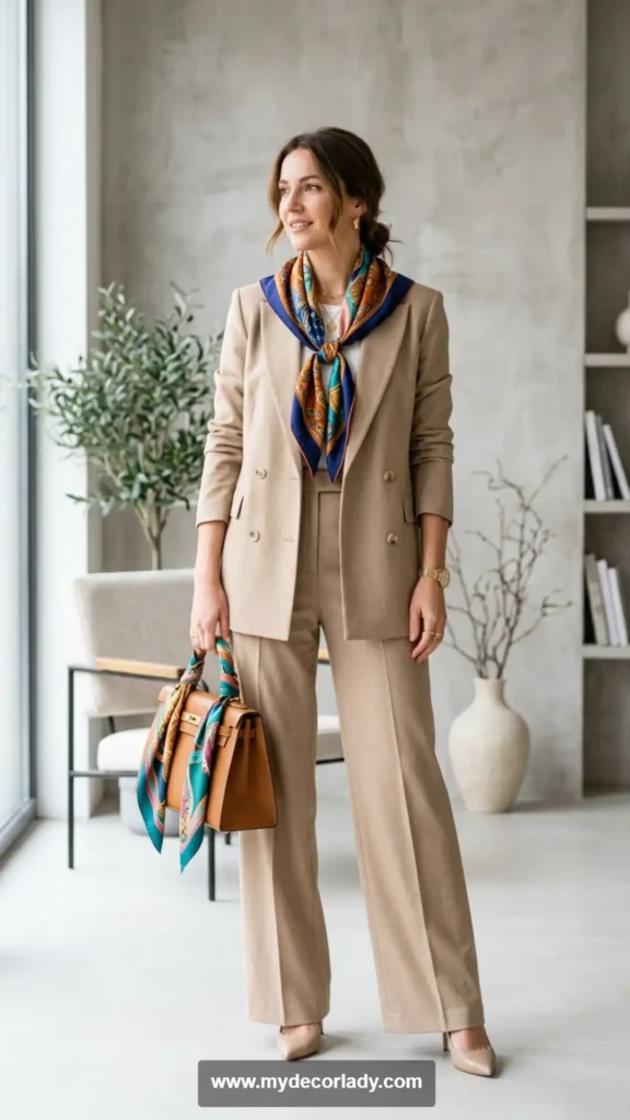11. Style With a Silk Scarf for Elegant Detail