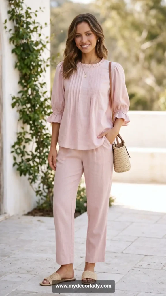 11. Pastel Blouse and Trouser Matching Set