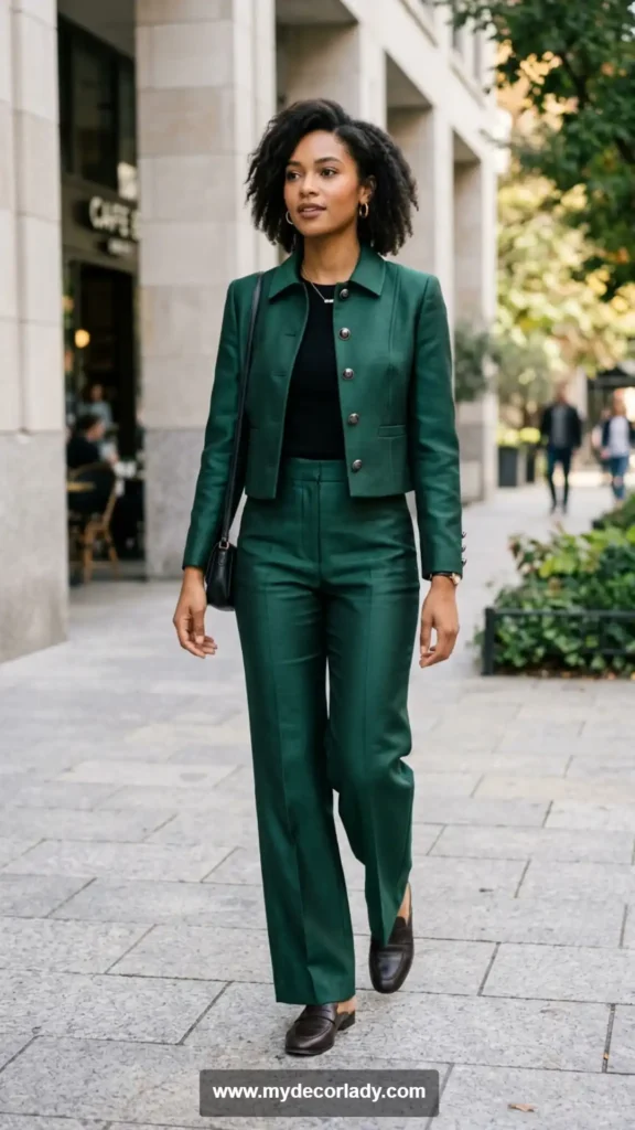 13. Cropped Jacket and Pants Matching Set