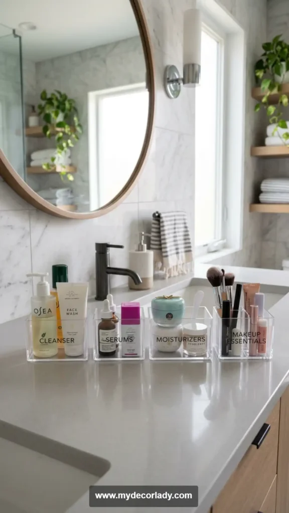14. Clear Acrylic Labels for Modern Bathrooms