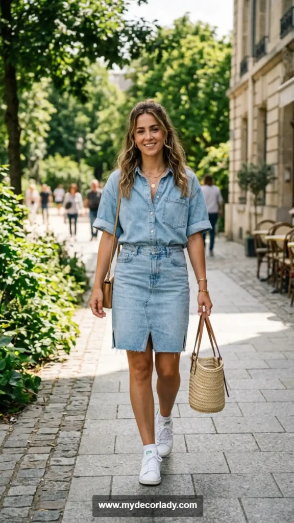 14. Denim Shirt and Skirt Matching Set